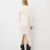 Rochie midi cu guler polo cu nervuri Rochie midi cu guler polo cu nervuri
