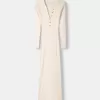 Rochie midi cu guler polo cu nervuri Rochie midi cu guler polo cu nervuri