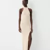 Rochie midi cu halter cu coaste Rochie midi cu halter cu coaste