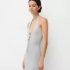 Rochie midi cu halter din fir metalic Rochie midi cu halter din fir metalic