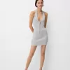 Rochie midi cu halter din fir metalic Rochie midi cu halter din fir metalic