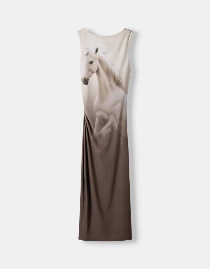 Rochie midi cu imprimeu Rochie midi cu imprimeu