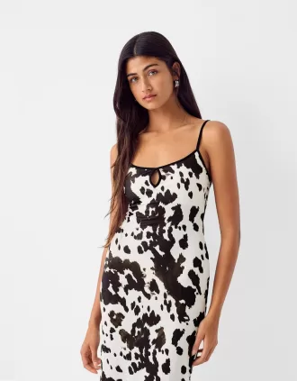 Rochie midi cu imprimeu animal