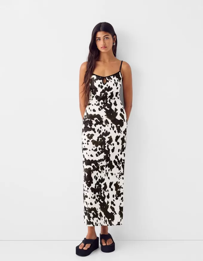 Rochie midi cu imprimeu animal Rochie midi cu imprimeu animal