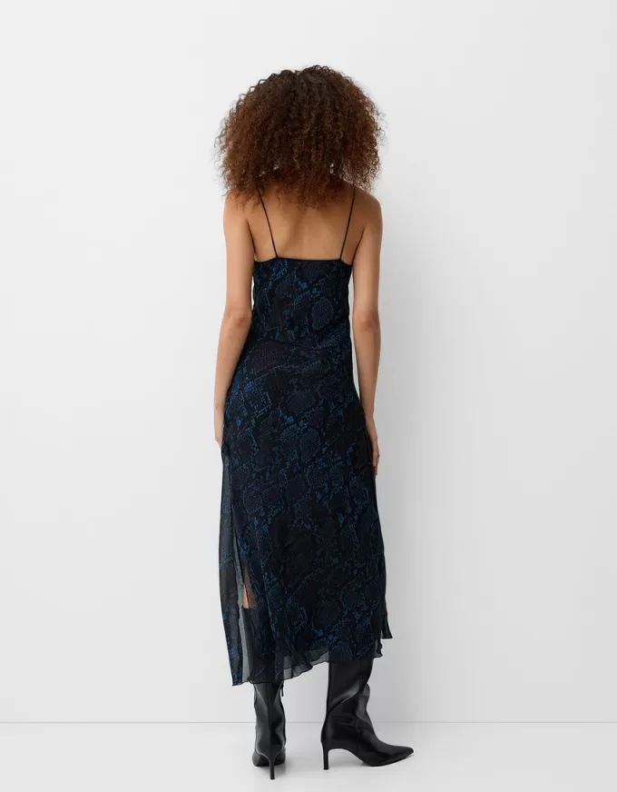 Rochie midi cu imprimeu animal Rochie midi cu imprimeu animal