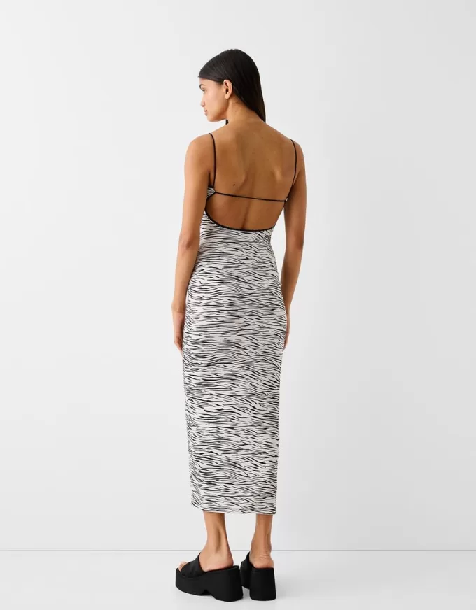 Rochie midi cu imprimeu animal Rochie midi cu imprimeu animal