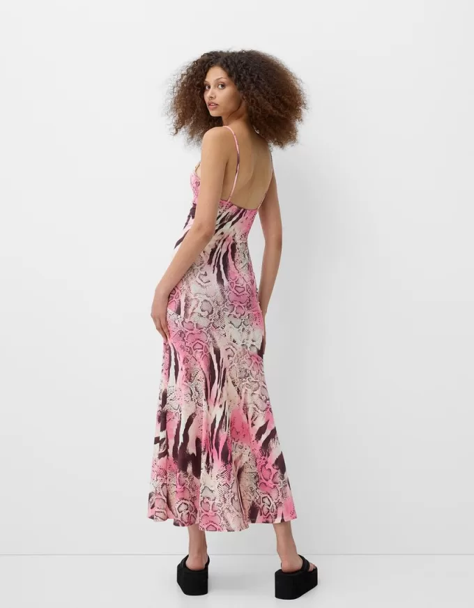 Rochie midi cu imprimeu animal Rochie midi cu imprimeu animal