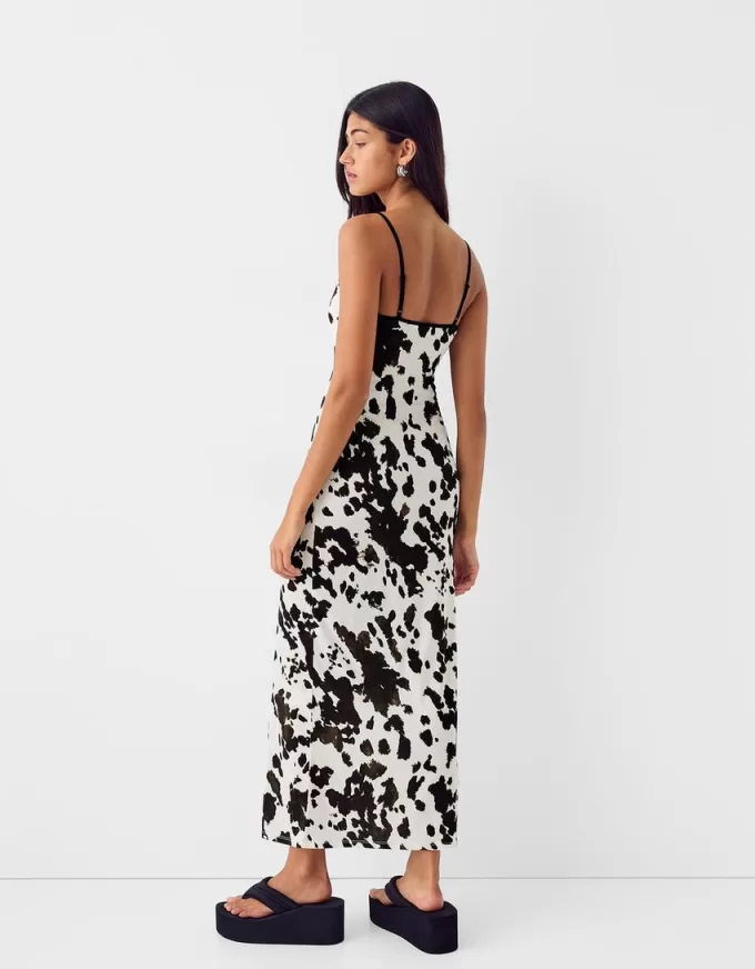 Rochie midi cu imprimeu animal Rochie midi cu imprimeu animal