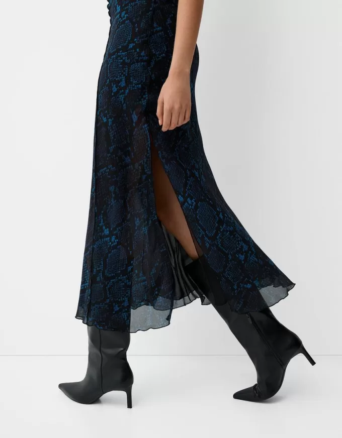 Rochie midi cu imprimeu animal Rochie midi cu imprimeu animal