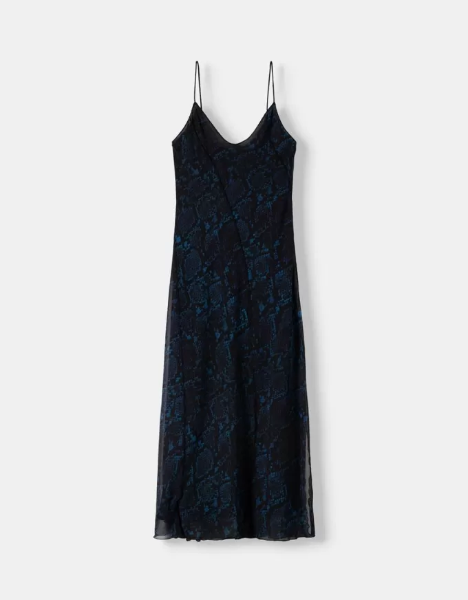 Rochie midi cu imprimeu animal Rochie midi cu imprimeu animal