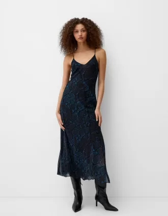 Rochie midi cu imprimeu animal