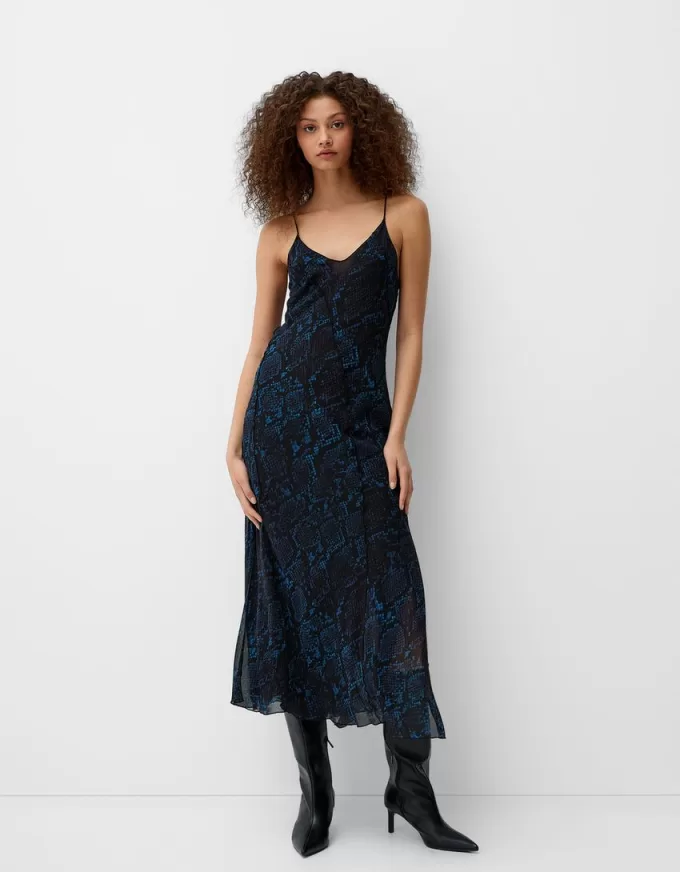 Rochie midi cu imprimeu animal Rochie midi cu imprimeu animal