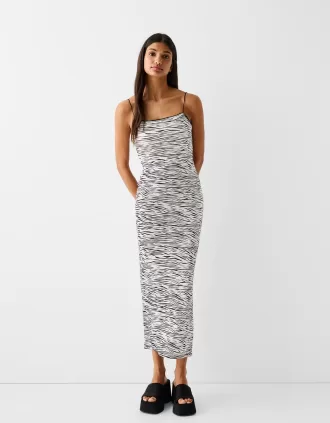 Rochie midi cu imprimeu animal