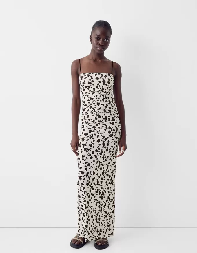 Rochie midi cu imprimeu animal Rochie midi cu imprimeu animal