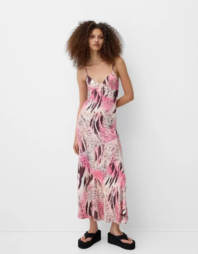 Rochie midi cu imprimeu animal Rochie midi cu imprimeu animal