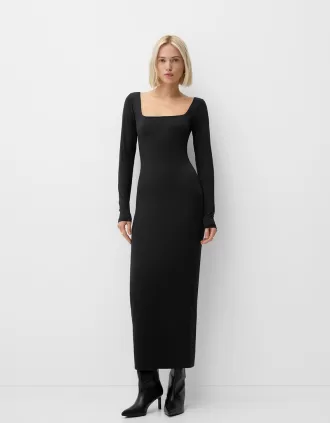 Rochie midi cu maneca lunga