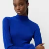 Rochie midi cu maneca lunga, cu mansete din blana artificiala