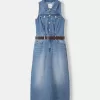 Rochie midi denim cu centura Rochie midi denim cu centura