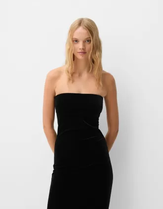 Rochie midi din catifea bandeau