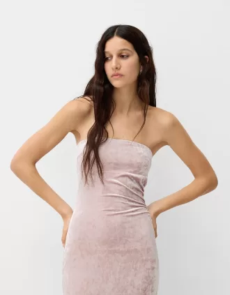 Rochie midi din catifea bandeau