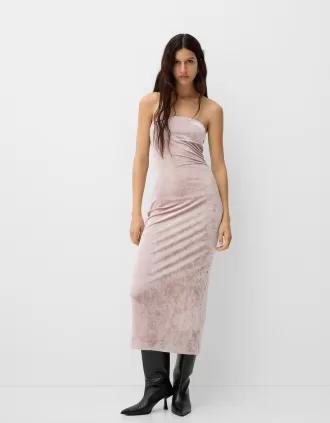 Rochie midi din catifea bandeau