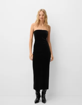 Rochie midi din catifea bandeau