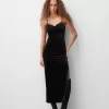 Rochie midi din catifea cu dantelă Rochie midi din catifea cu dantelă