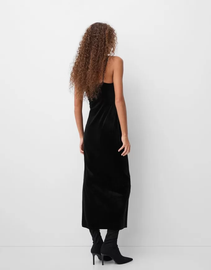 Rochie midi din catifea cu dantelă Rochie midi din catifea cu dantelă