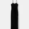 Rochie midi din catifea cu dantelă Rochie midi din catifea cu dantelă