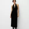 Rochie midi din catifea cu decolteu Rochie midi din catifea cu decolteu