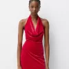 Rochie midi din catifea cu decolteu Rochie midi din catifea cu decolteu
