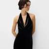 Rochie midi din catifea cu decolteu Rochie midi din catifea cu decolteu