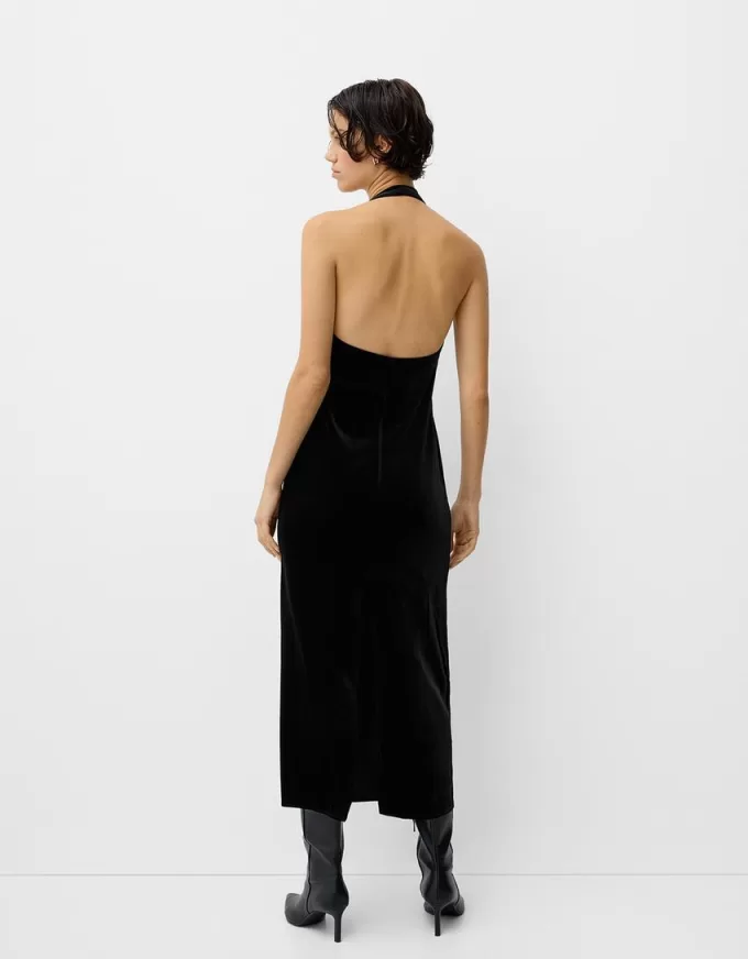 Rochie midi din catifea cu decolteu Rochie midi din catifea cu decolteu