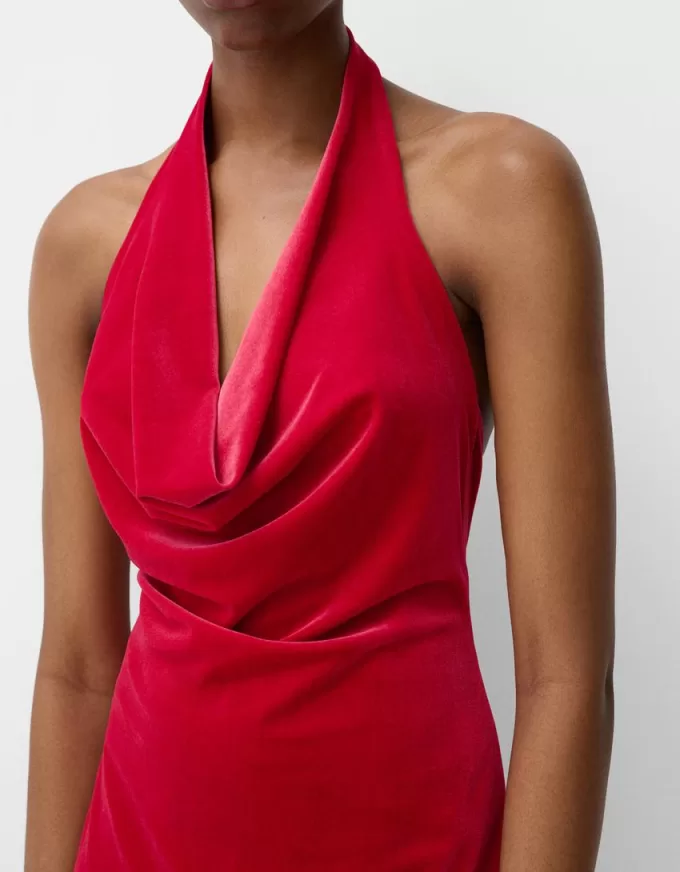 Rochie midi din catifea cu decolteu Rochie midi din catifea cu decolteu