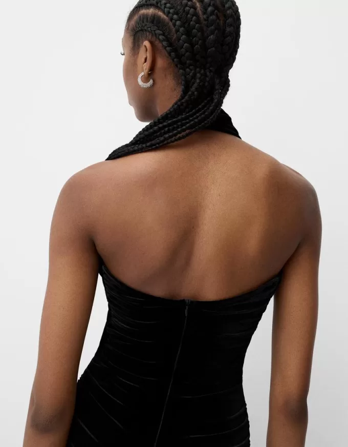Rochie midi din catifea cu decolteu Rochie midi din catifea cu decolteu
