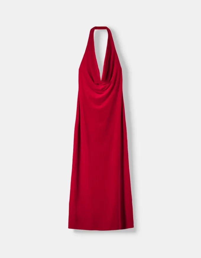 Rochie midi din catifea cu decolteu Rochie midi din catifea cu decolteu