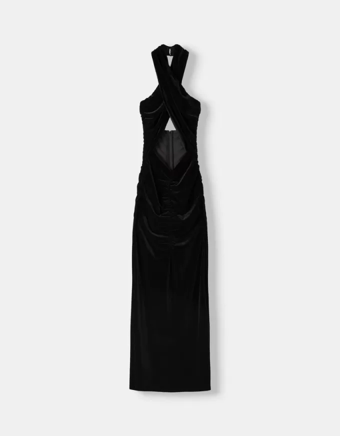 Rochie midi din catifea cu decolteu Rochie midi din catifea cu decolteu