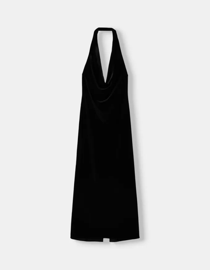 Rochie midi din catifea cu decolteu Rochie midi din catifea cu decolteu