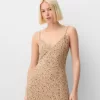 Rochie midi din crepon cu volane imprimate Rochie midi din crepon cu volane imprimate