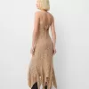 Rochie midi din crepon cu volane imprimate Rochie midi din crepon cu volane imprimate