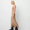 Rochie midi din crepon cu volane imprimate Rochie midi din crepon cu volane imprimate