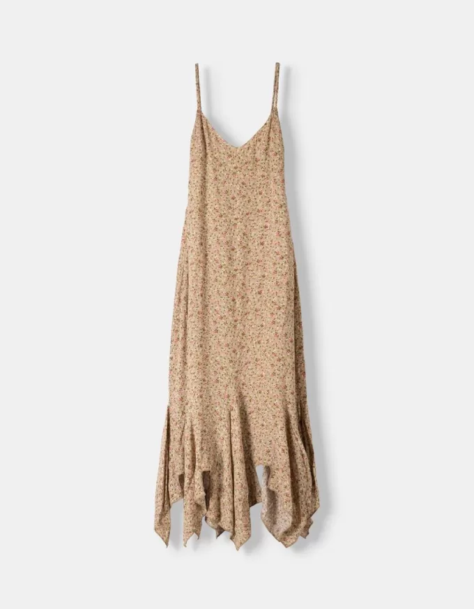 Rochie midi din crepon cu volane imprimate Rochie midi din crepon cu volane imprimate