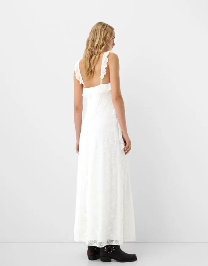 Rochie midi din dantela cu bretele Rochie midi din dantela cu bretele