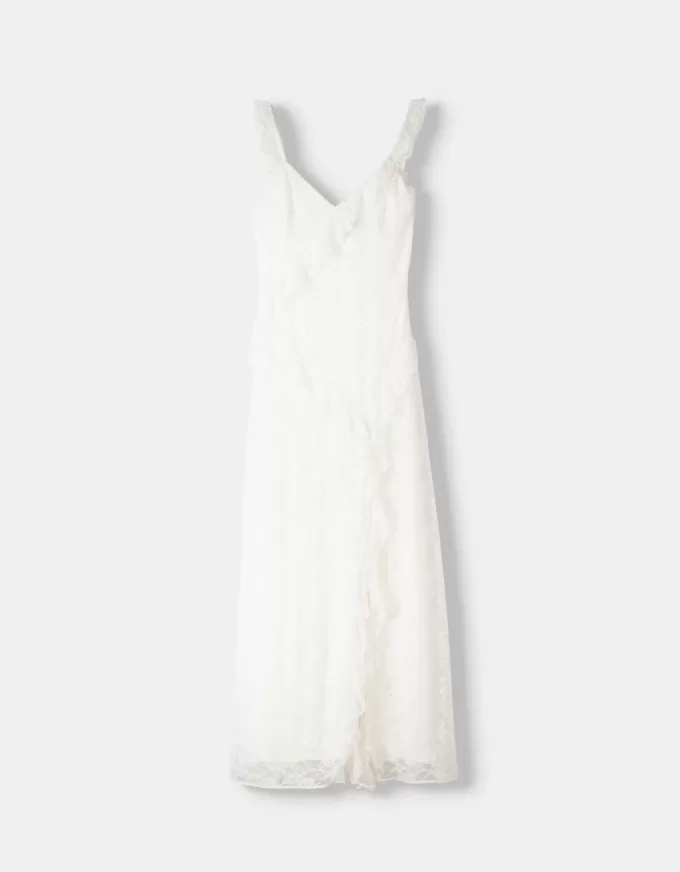 Rochie midi din dantela cu bretele Rochie midi din dantela cu bretele