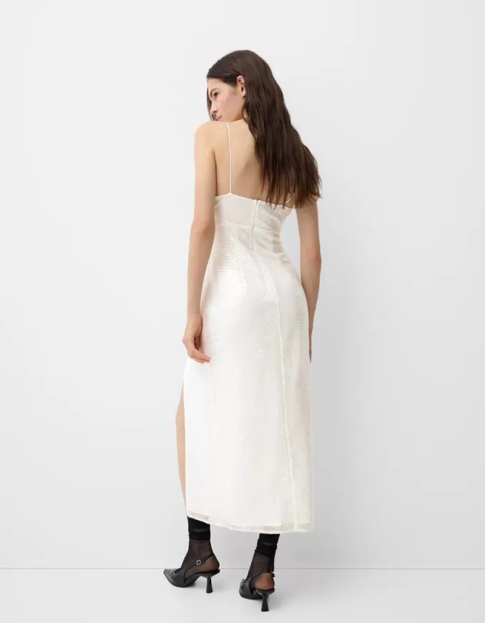 Rochie midi din dantela cu paiete Rochie midi din dantela cu paiete