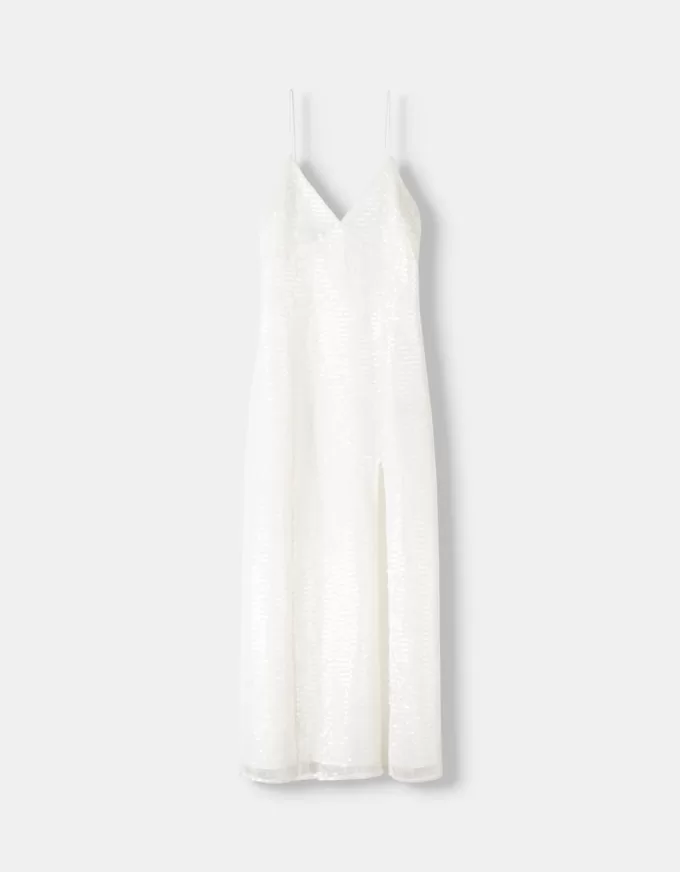 Rochie midi din dantela cu paiete Rochie midi din dantela cu paiete