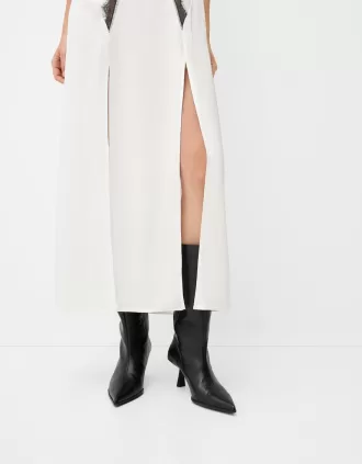 Rochie midi din dantela satinata