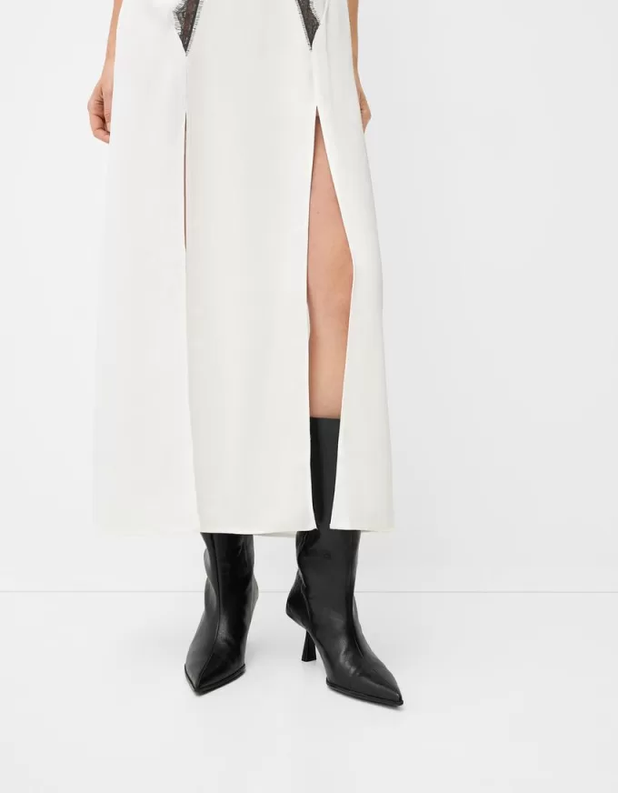 Rochie midi din dantela satinata Rochie midi din dantela satinata
