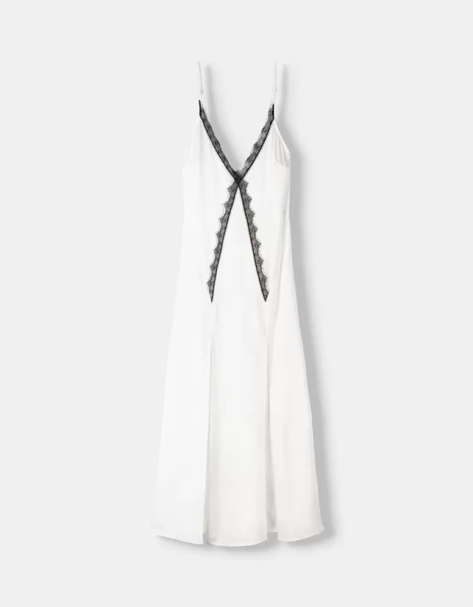 Rochie midi din dantela satinata Rochie midi din dantela satinata