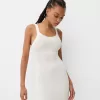 Rochie midi din tricot deschis cu bretele Rochie midi din tricot deschis cu bretele